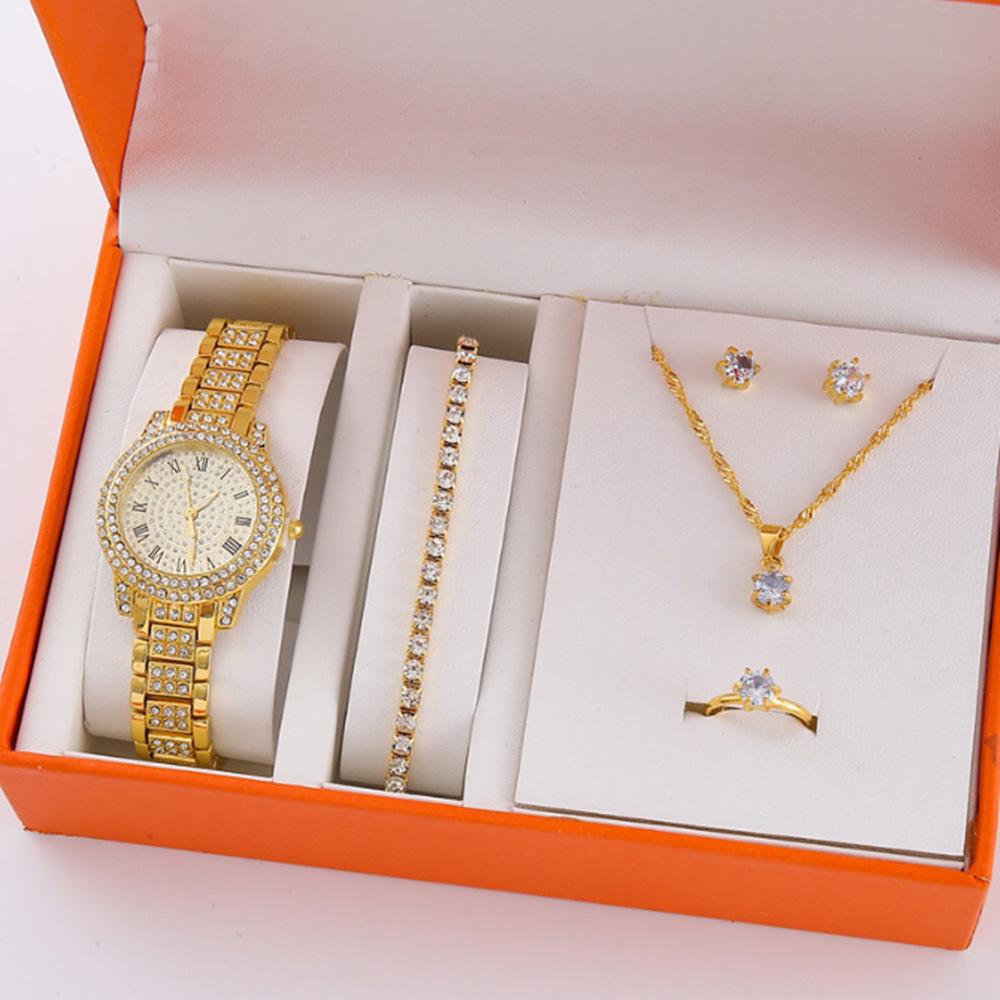 5-Piece Women's Versatile Quartz Wristwatch Set with Steel Band