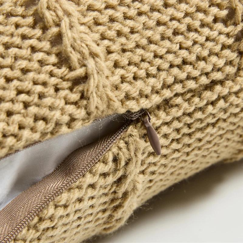 YIRUIO Scandinavian Style Cable Knit Pillow Case Fall Decor Kawaii Tassel Stripe Design Soft Sofa Bed Throw Pillow Case Cover