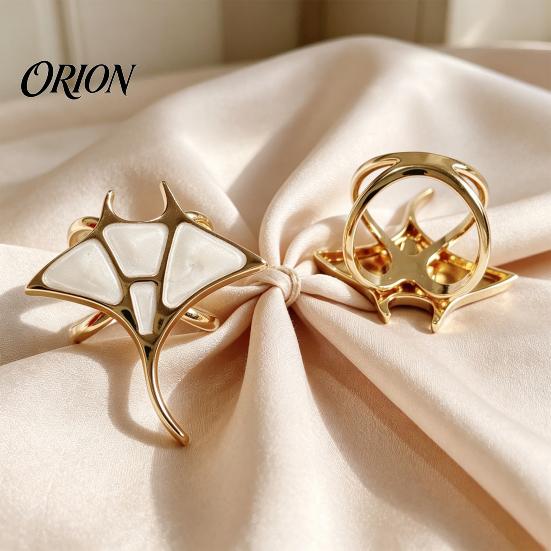 Tulip Shape Scarf Holders 4Pcs Rings for Women, Clip with Ginkgo Leaf/Seashell/Tulip/Faux Decorative Coat Belts Pearl Shell Design, Metal Buckles