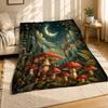 Fly Agaric Forest with Crescent Moon Coral Fleece Blanket