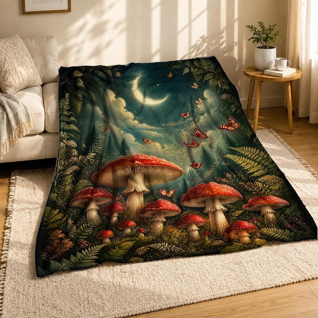 Fliegenpilz-Wald mit Halbmond-Korallenfleece-Decke