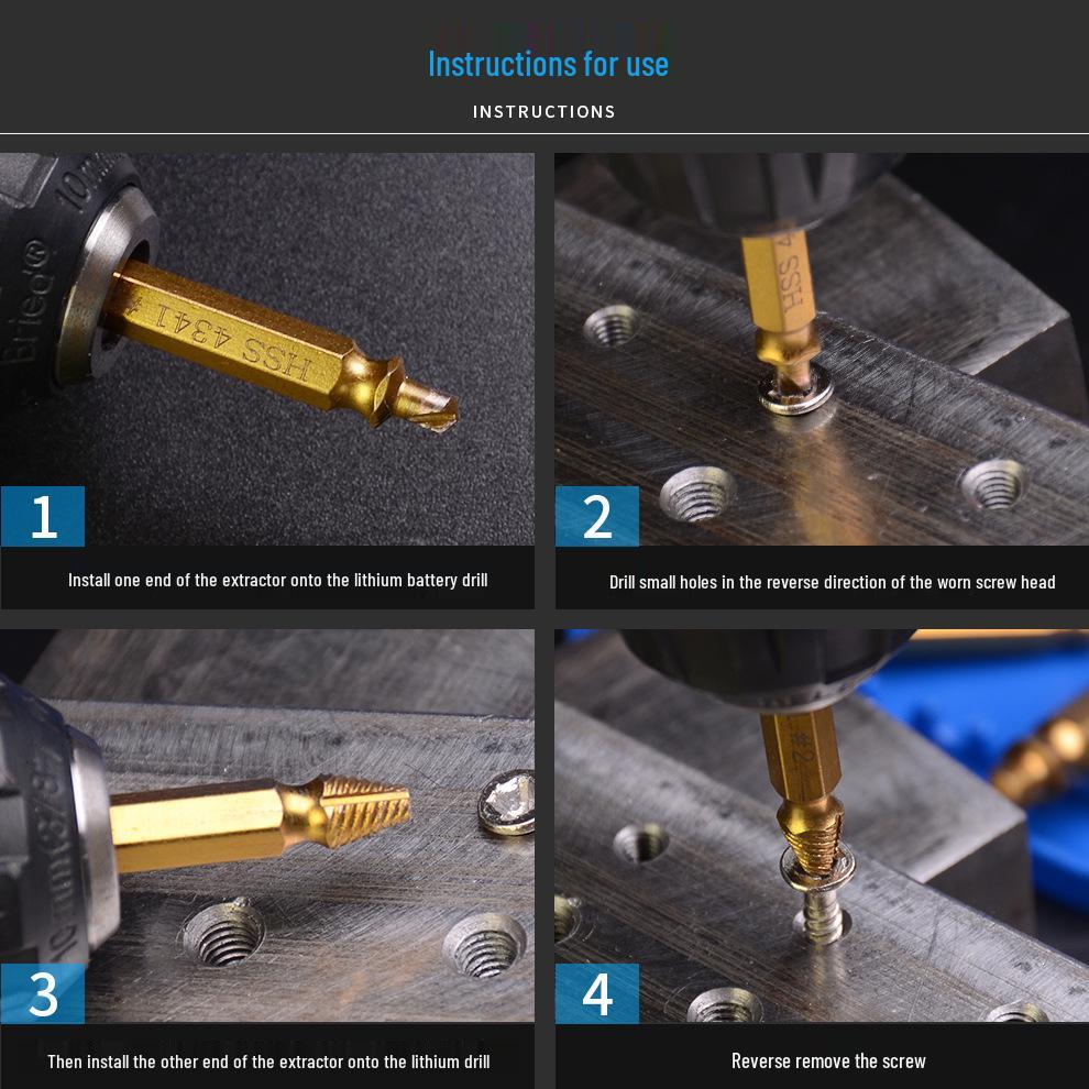High-Strength Universal Screw Extractor for Stripped or Broken Screws