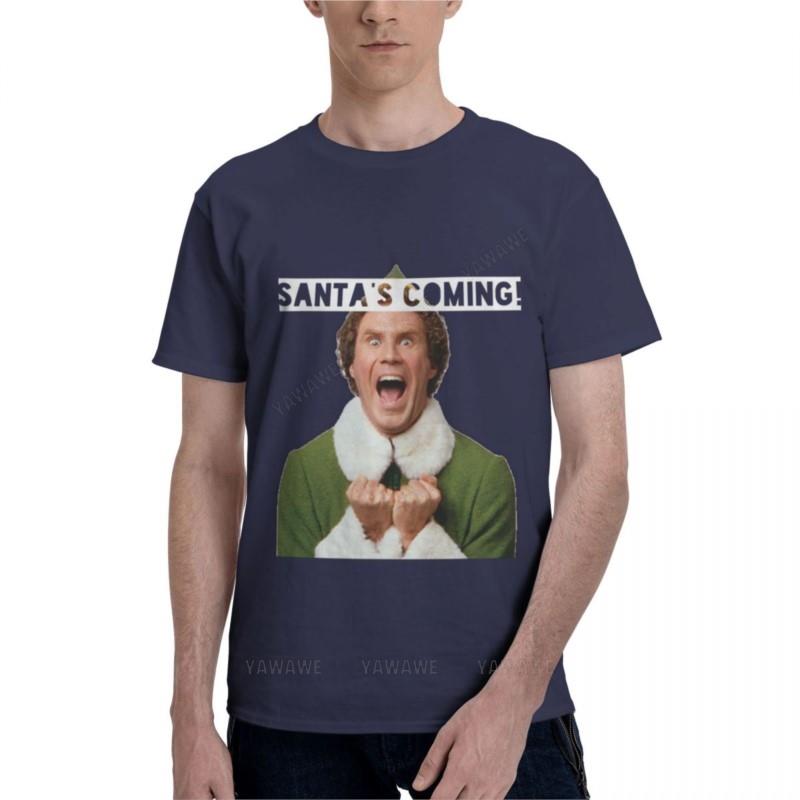 Elf  Santas Coming Classic TShirt Unisexs Cotton T Shirts T Shirt for Unisex Unisexs Big and Tall T Shirts