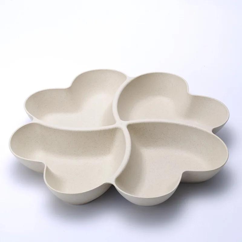 4hole Heart Shaped Fruit Platter Creative Plates Storage Box Dried Fruit Snack Plates Divided Candy Dessert Plate Container
