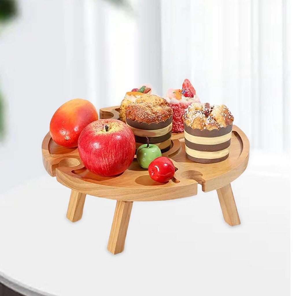 Wine Picnic Table Mini Detachable Dish for Cheese and Fruit Snack Tray Outdoor