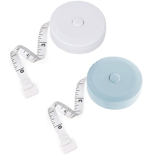 2m Automatic Rewind Tape Measure, White and Blue, Set of 2 Colors, 200cm (79 Inches) Bust and Waist Measurements, Double-Sided Graduations, Clothing T