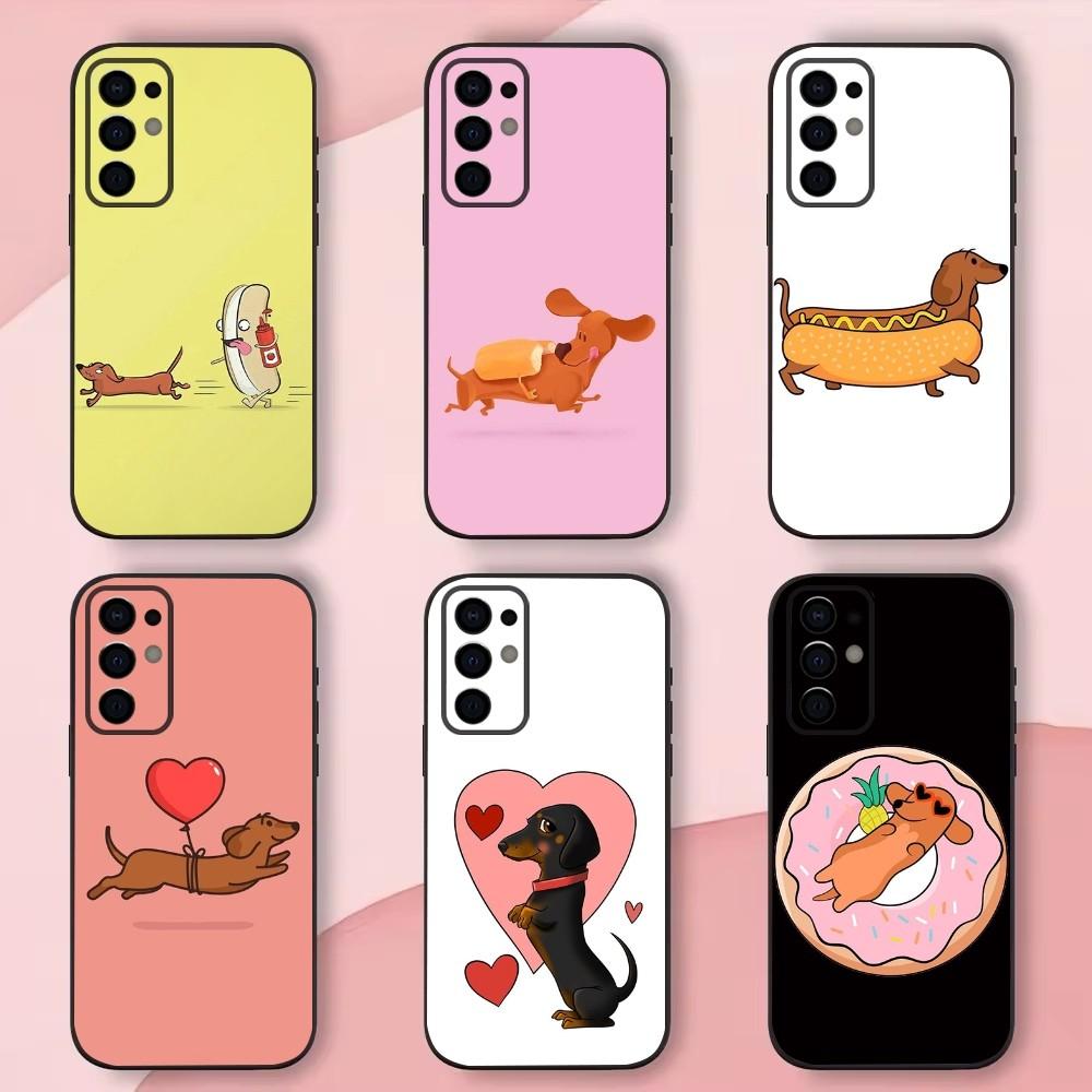 Funny Dachshund Dog Pet Phone Case For Samsung S24,S21,S22,S23,S30,Ultra,S20,Plus,Fe,Lite,Note,10,9,5G Black Soft Shell