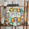 Welcome Cat Iron Sign Wall Decor Colorful Home Porch Room
