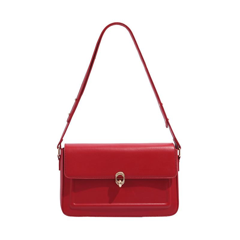 Red Retro High-End Single Shoulder Underarm Bag Small Square Bag for Women 2024 New Niche Fashion Bride Wedding Bag