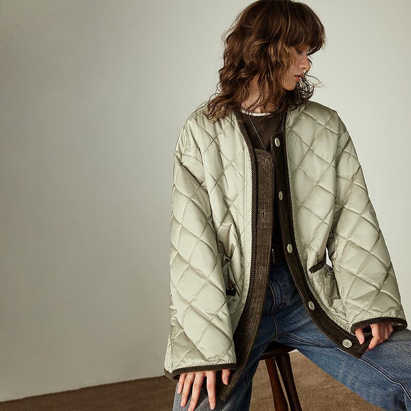 Chuyu Women's Retro Corduroy Quilted Padded Jacket