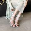 Fashion Womens High Heels Sexy French Lace Sandals Summer 2025 Cross Strap Fashion Ladies Outdoor Party Dress Sandals Sandalias De Tacón