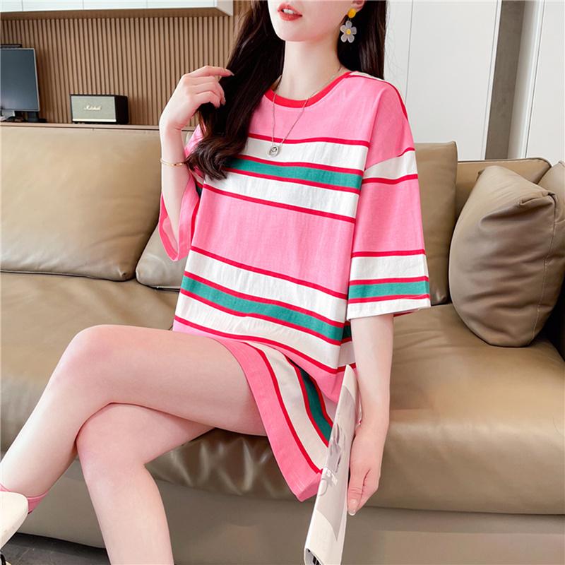 Sommer beiläufige lose T-Shirts Top Mode lustige Streifen Druck Grafik T-Shirt weiblich Harajuku übergroße Frauen T-Shirt koreanische Kleidung Tops Y2k Streetwear