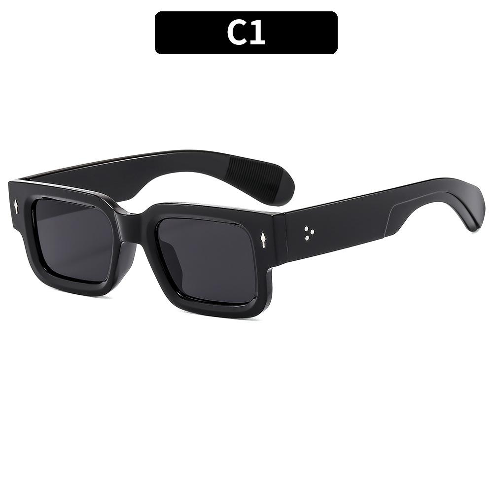 YHY Square Retro All-Match Arrow Sunglasses Rivet Details Trendy Unisex European-American Style High-End Composite
