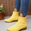 Single boots 2025 new large size autumn pointed French thick heel women's knitted Martin boots French style