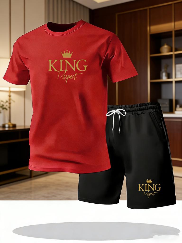 Men's summer casual sportswear round neck short sleeved T-shirt shorts 2-piece set men's short sleeved T-shirt and shorts set