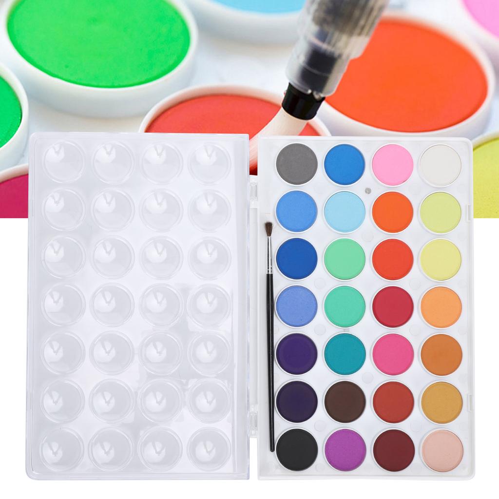 28 Colors Watercolor Paints Professional Portable Paint Block with Brush Art Supplies