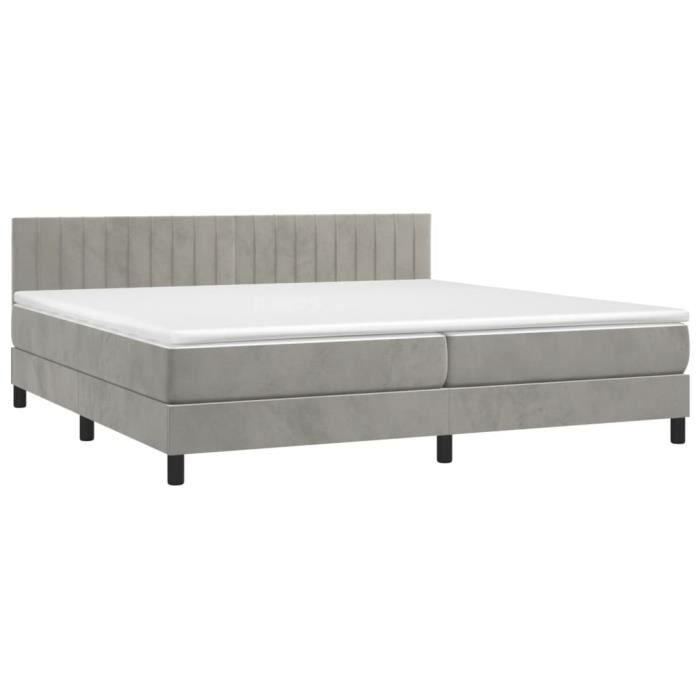 3141443 vidaXL Divan Bed and Mattress Light Grey 200x200cm Velvet