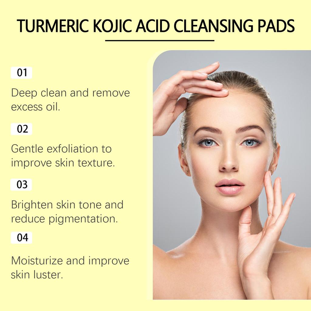 Jaysuing Turmeric Acid Facial Cleansing Pad Gentle Deep Cleanser For Pores And Dark Spots