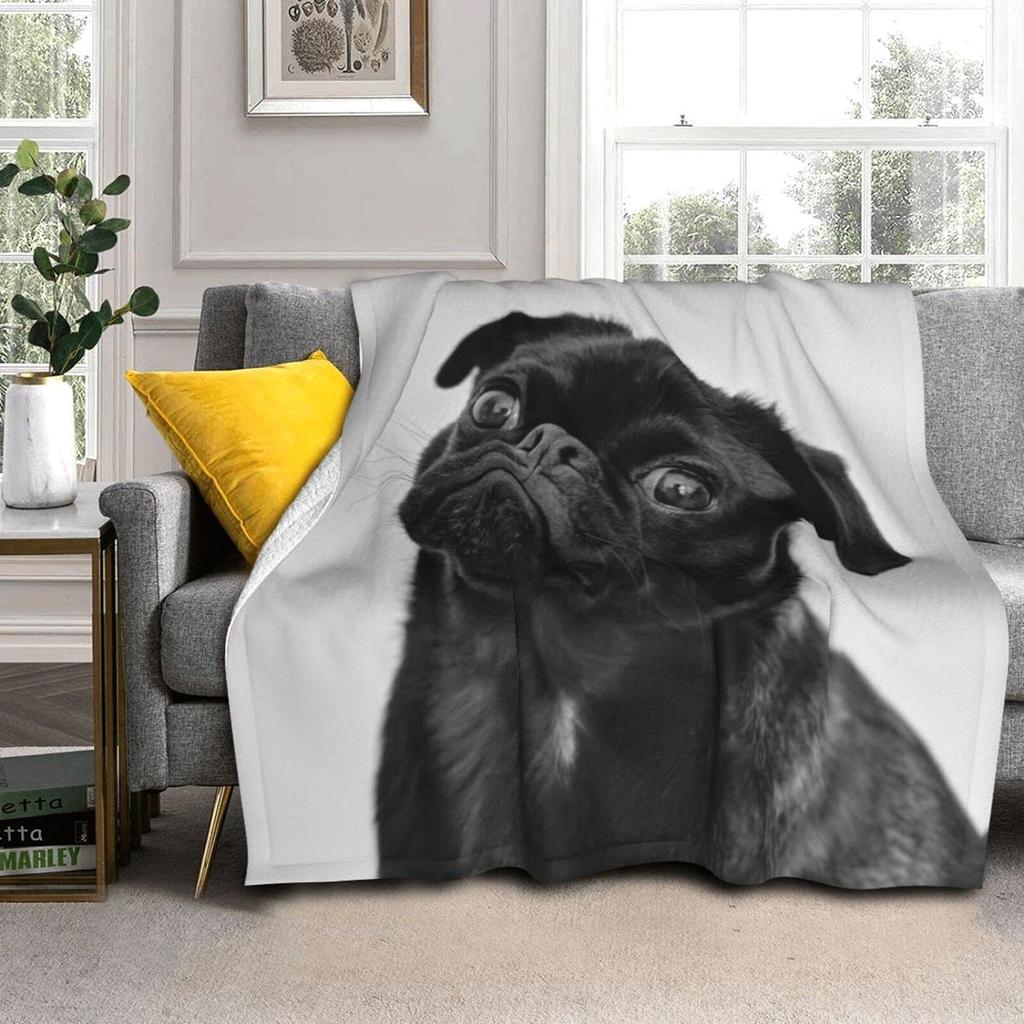 Colored Pug Fun Puppy Ultra Soft Lightweight Flannel Sofa Bed Blanket