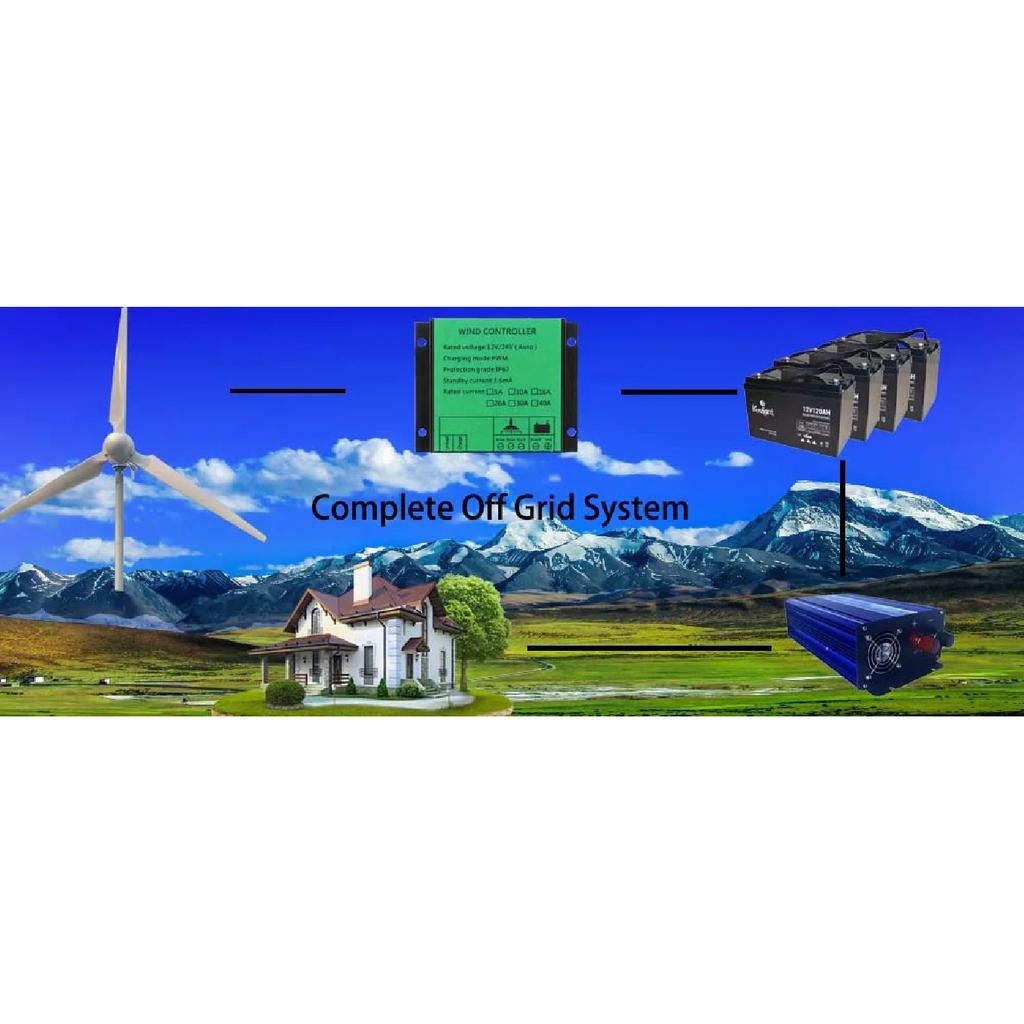 Low Wind Speed 100w -10000W Waterproof PWM Wind Turbine Charge Controller 20A 30A Regulator Voltage 12V 24V 48V House Load