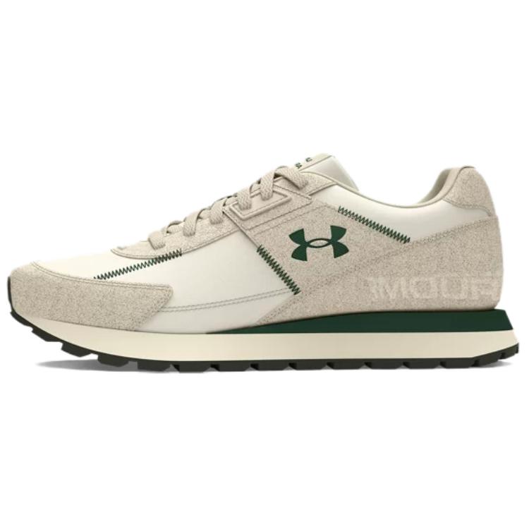 Under Armour Essential Runner White Quartz Forest Green Men Sneakers Cream Stone 3028408-106