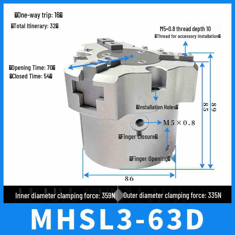 SMC Pneumatic Gripper Fingers: Two-Jaw, Three-Jaw, Four-Jaw MHS2/3/4-16D/25D/40D/50/63D