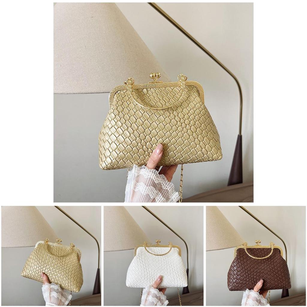 Fashion Woven Shell Bag With Chain Strap For Daily Casual Use