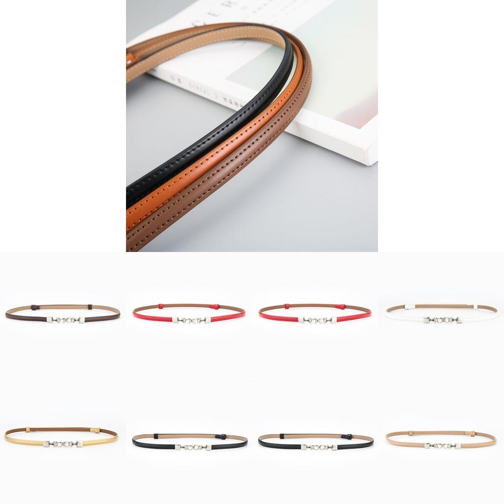 Genuine Leather Womens Adjustable Pearl Pullthrough Waist Belt For Elegant Dress And Suit Outfit