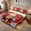 3Pcs Santa Claus Gift Printed Coreless Duvet Cover Set, Multi Size Bedroom Bedding, Holiday Decoration, Machine Washable