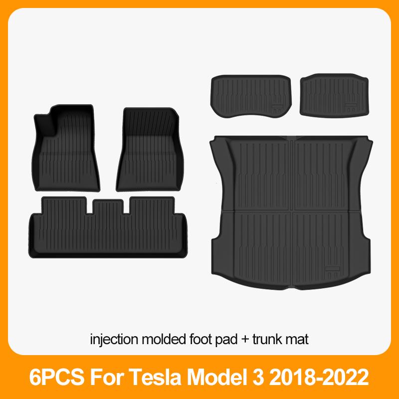 Car Floor Mats For Tesla Model 3 2018 2019 2020 2021 2022 Premium All Weather Anti-Slip Waterproof TPE Floor Liners Mat Pads