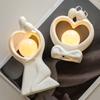 Minimalist Couple Night Light Ceramic Couple Statue Holding The Lamp Abstract Art Couple Figurine Nightlight for Home Bedroom Nightstand Decoration