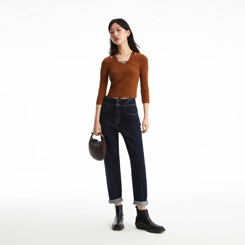 Vero Moda Women's Slim Fit 3/4 Sleeve U-Neck Knit Top