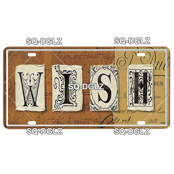 [SQ-DGLZ] Text Hope Love Home License Plate Tin Sign Store Bar Wall Decoration Metal Sign Home Decor Painting Plaques Art Poster