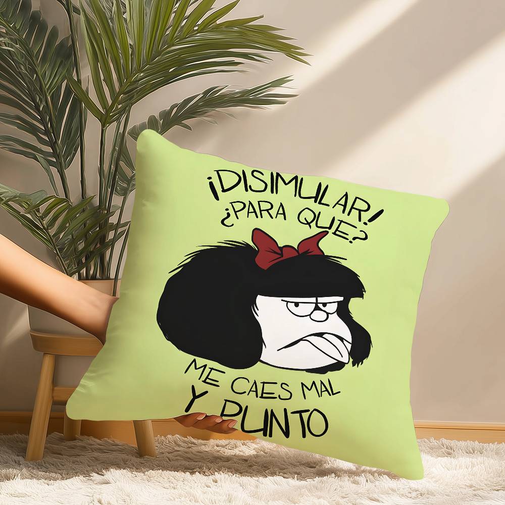 Cartoon M-Mafaldas Pillow Case Short Plush Print Cushion Cover Square Throw Pillow Covers Sofa Home Decor