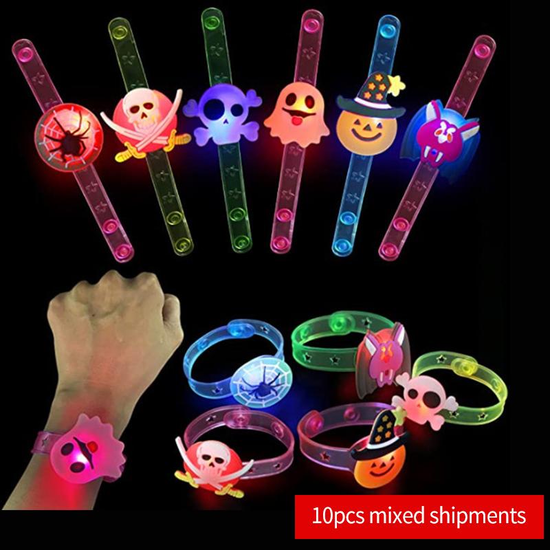 

10/50Pcs Glowing Pumpkin Ghost Bracelet Rings Kids Night Toys Halloween Party Favor Children Gifts Festival Carnival Giveaways