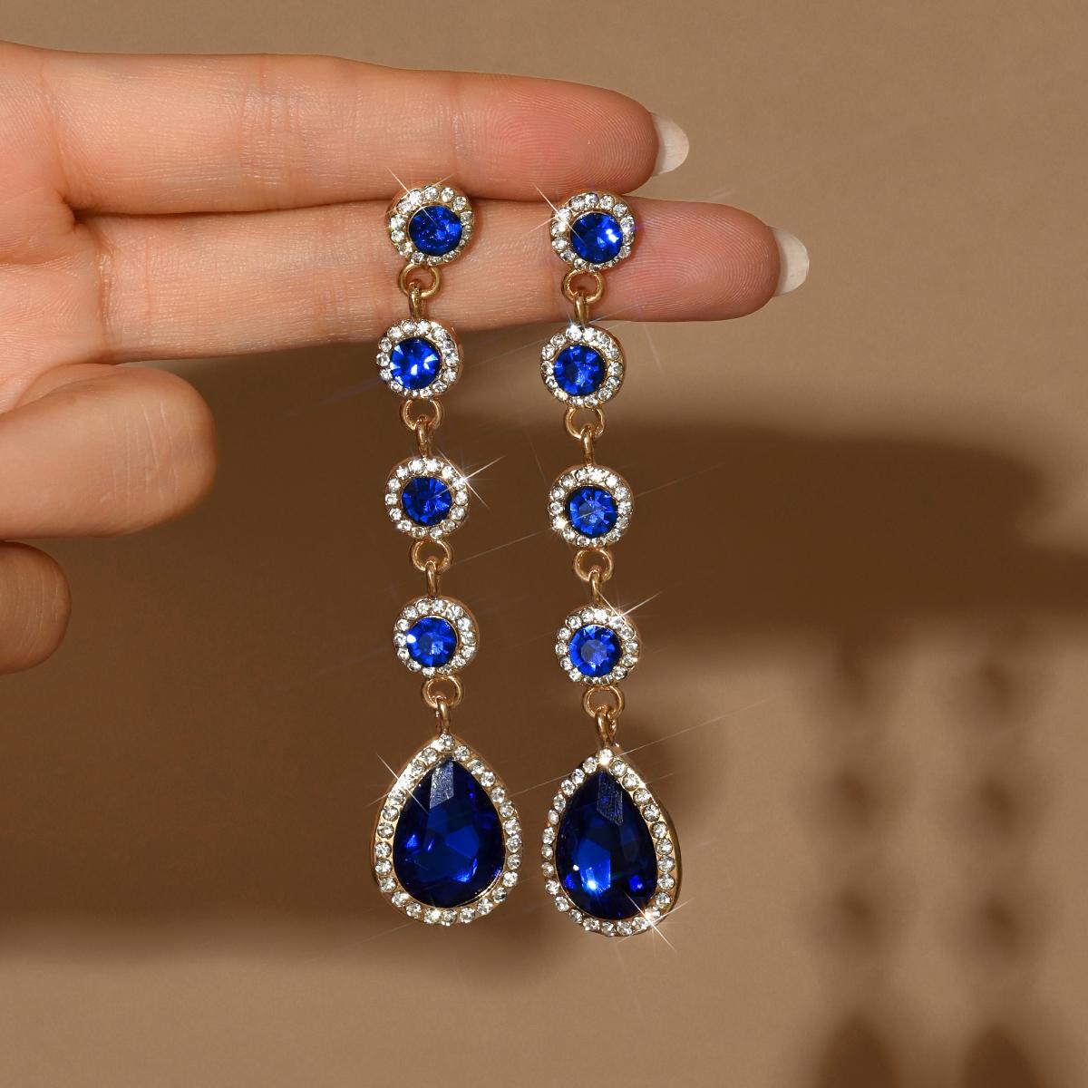 Amazon Foreign Trade Long Pendant Water Drop Earrings Fashion Commuter Earrings Holiday Birthday Gift for Women