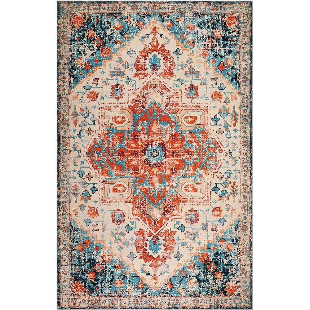 Boho Area Rug Tvättbar Matta för Sovrum Floral Badrumsmatta Halkfri Vintage Badmatta Inomhusmatta för Entré Flickrum
