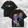 OMORI Game Washed Vintage T‑Shirt Horror RPG Anime Character Art Unisex Cotton Short Sleeve Men Women Dark Aesthetic Casual Tops