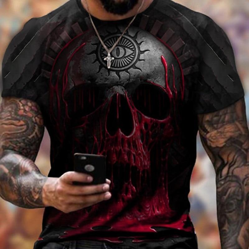 

Men s Graphic Skull Shirt T Shirt Shirt Tee Short Sleeve T shirt 3D Print Crew Neck Shirt Designer Basic Slim Fit Casual Daily Weekend Black XL
