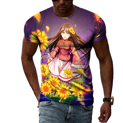 Anime Cartoon Magical Girl Teenager Men's and Women's T-Shirts Print Hip Hop Harajuku Personality Round Neck Short Sleeve Top