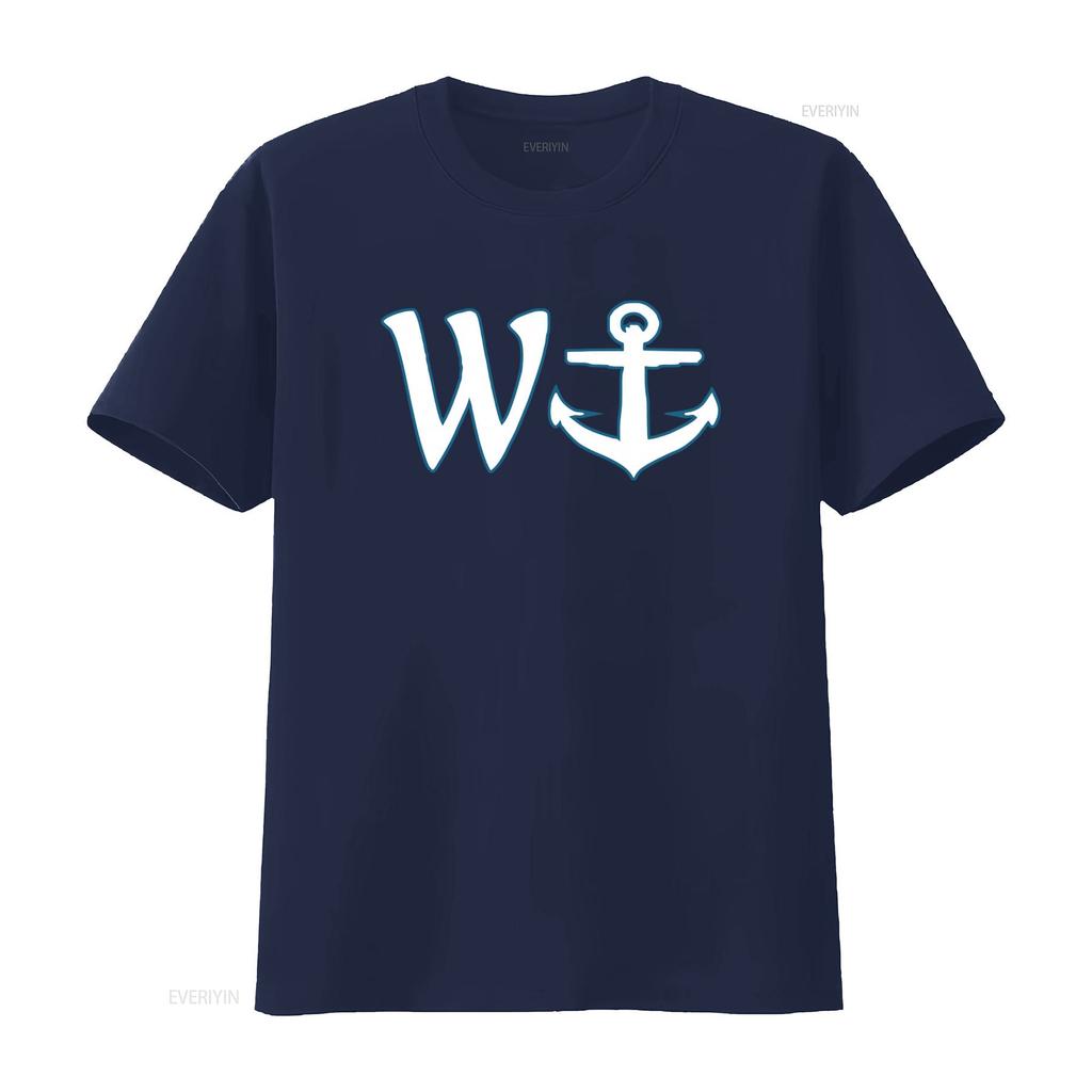 Wanker T Shirt W and Anchor Design Funny Stylish for All vintage Washed Top For Everyday Wear streetwear Unisex fashion