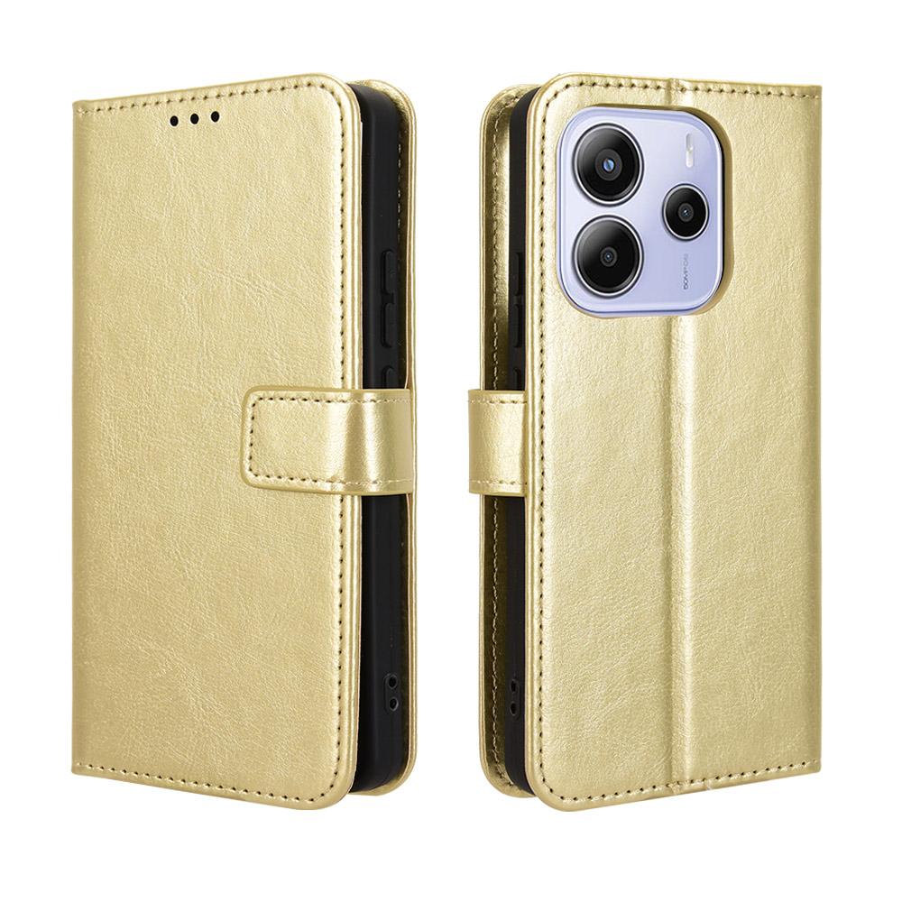 

Флип-чехол для Xiaomi Redmi Note 14 4G кожаный чехол [Flip Vintage Leather] кошелек противоударный прочный ретро-чехол для телефона for Redmi Note 14 4G золотой