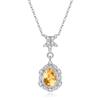 S925 sterling silver drop-shaped natural crystal stone pendant s925 sterling silver butterfly-shaped necklace niche light luxury collarbone chain