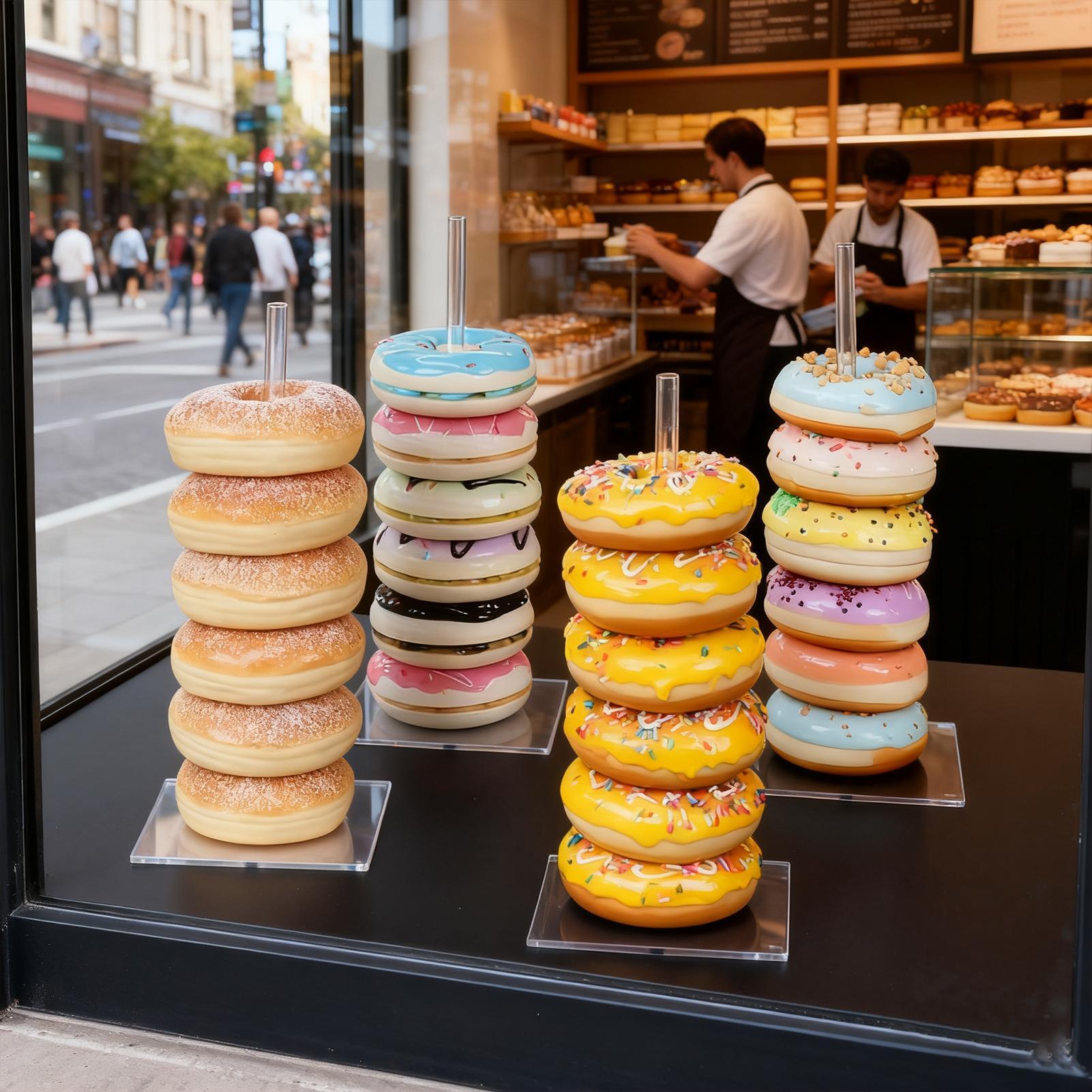 

Подставка для пончиков для вечеринки Прозрачная витрина 4 штуки Акриловая башня для пончиков для вечеринки для десертов, бубликов, закусок, сервировочный стол, буфет CHINA