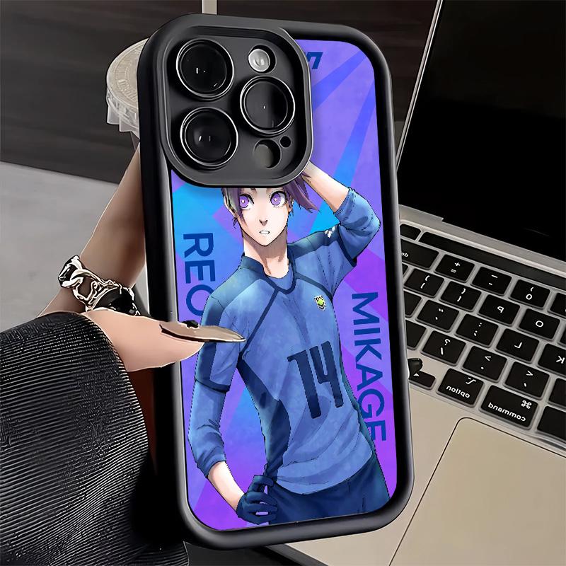 Phone Case for iPhone 17 Air 16E 15 16 Pro Max Anime Blue L-Lock Desgin Cover 14 Plus 13 12 Mini Soft Shell Silicone Fundas