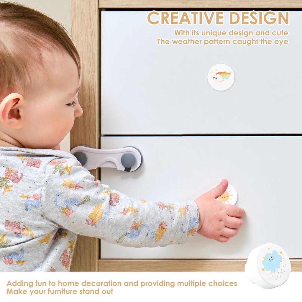 8Pcs Drawer Handle Cute Single Hole Door Pull Knob Round Kitchen Cupboard Wardrobe Door Dresser for Furniture Pull Knobs