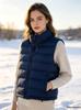 Lightweight Down Cotton Sleeveless Vest - Short Style, Stand Collar, Autumn/Winter Korean Design