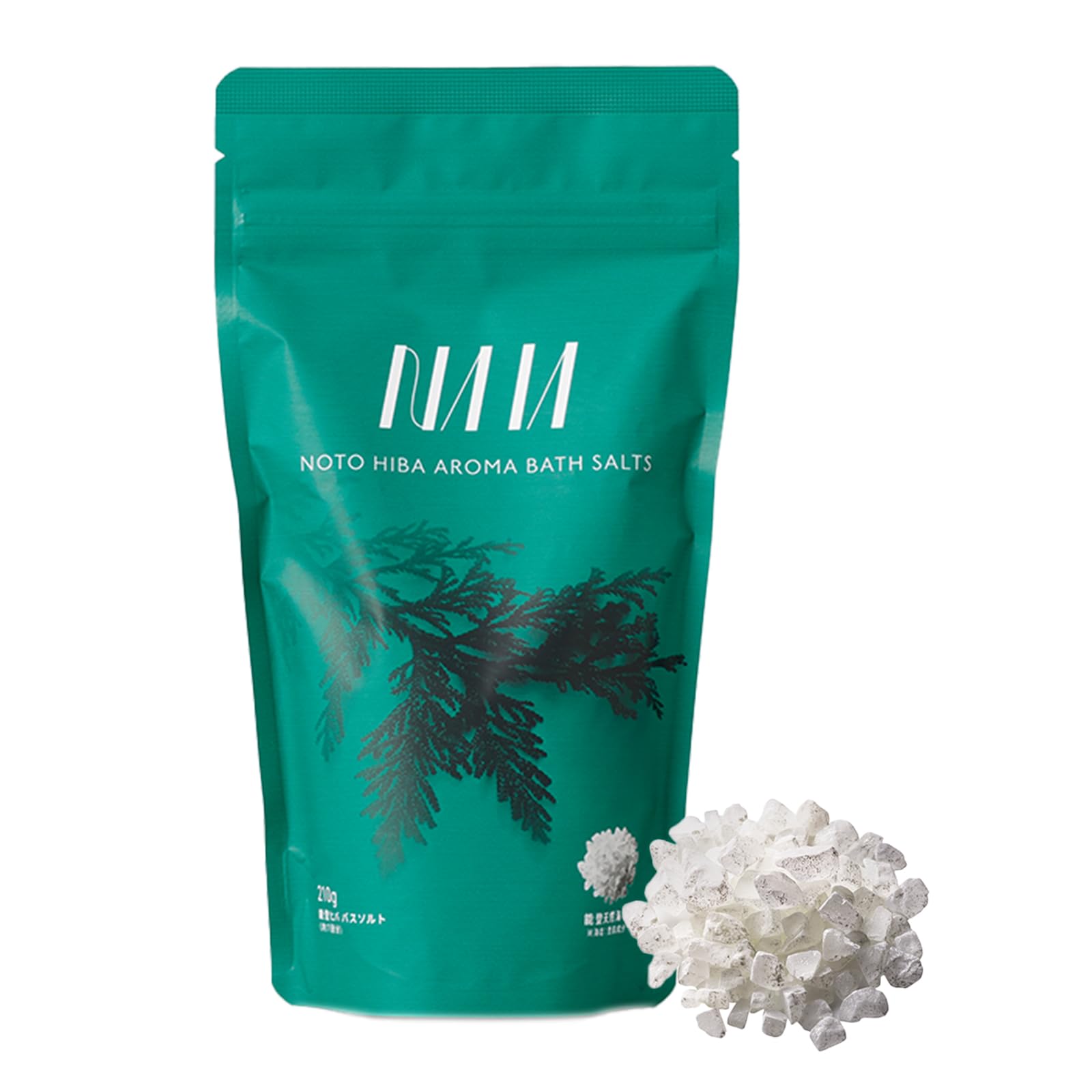 a forest bathing experience at home with carbonated bath salts and natural sea NAIA Noto Hiba Bath Salt 210g Forest Bath Warm Hinoki Camphor Enjoy