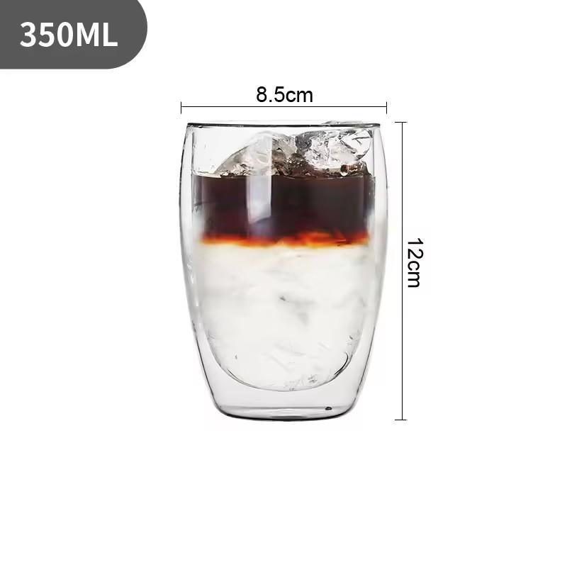 Für 2/4/6 Stück doppelwandige isolierte Hitzeglas Espresso Tassen 350ml Isolierte Thermoglas Kaffeetasse für Tee/Saft/Milch, Latte