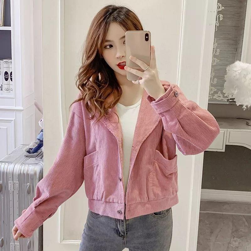 

Весенне-осеннее повседневное универсальное вельветовое короткое пальто, женская куртка, куртка-бомбер S